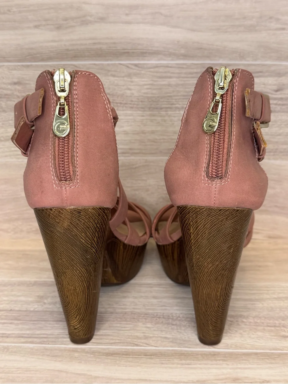 G by Guess Sissy Dusty Rose Faux Suede Wedge Heel/Platform Sandals